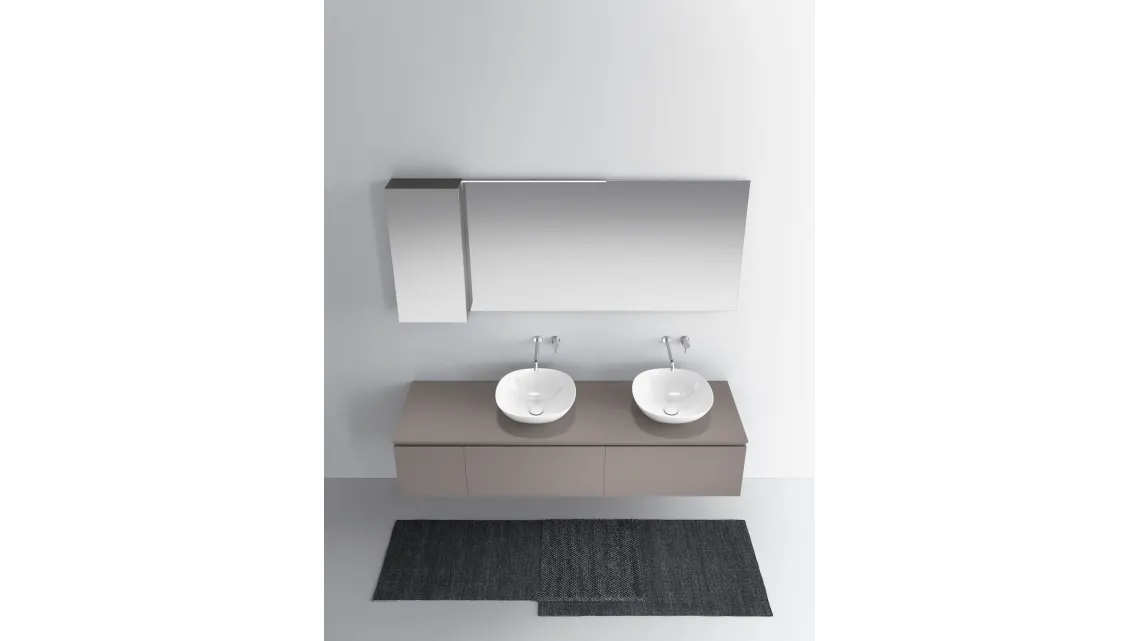 Mobile da Bagno sospeso in laccato opaco seta One 19 04 di Milldue