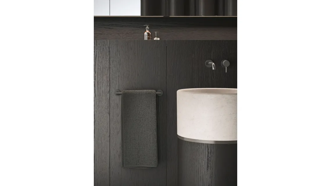 Lavabo Verticale in Rovere Carbone e Marmo Roma 24 04 di Milldue