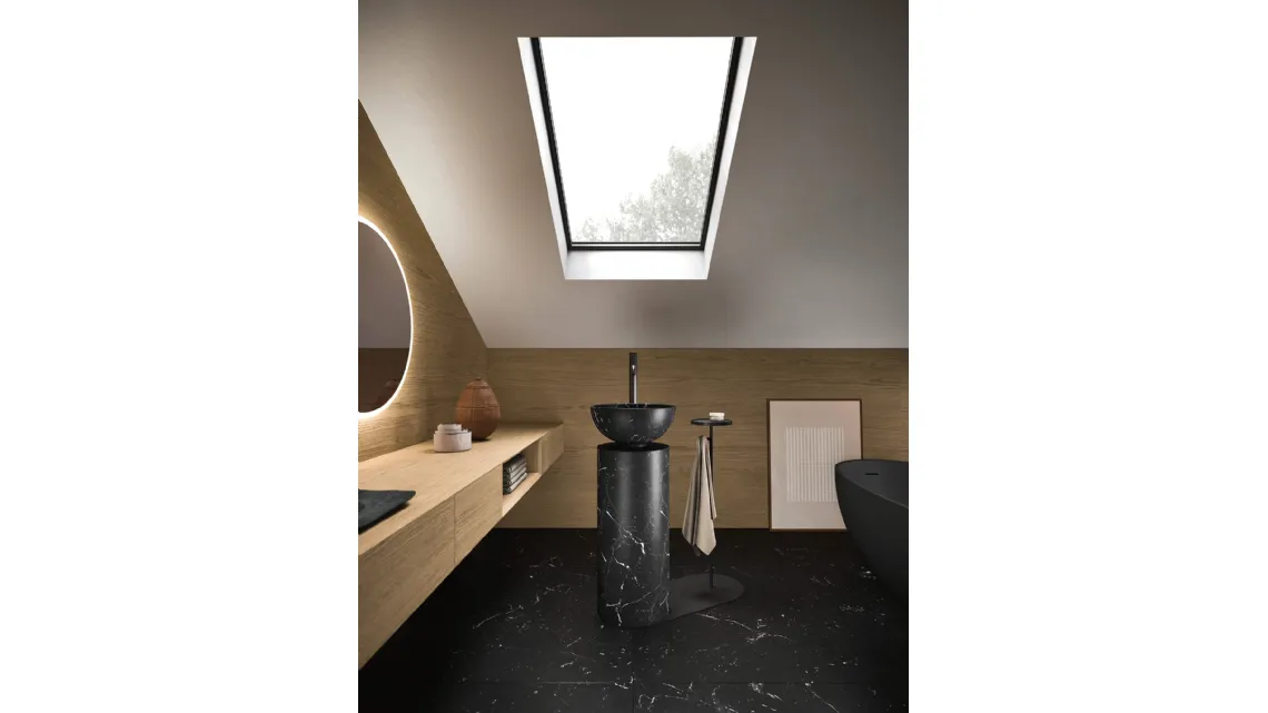 Lavabo a terra in marmo nero Marquinia 24 03 di Milldue